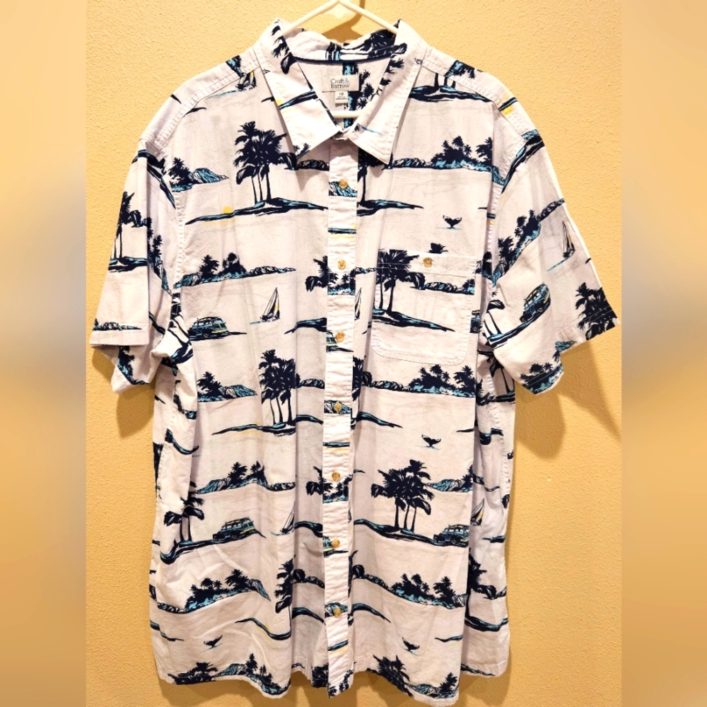 Croft And Barrow Casual Button Down Printed Cotton Button Down Shirt 3XL